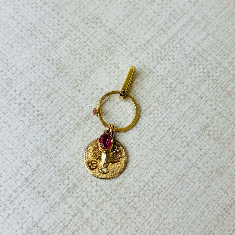 Upcycled Vintage Gold Tone Pendant October Birthstone Scorpio
